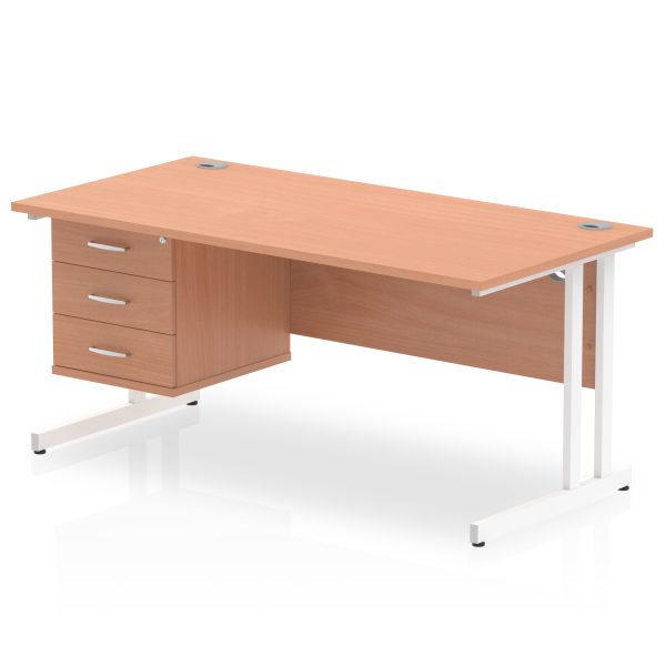 Pulse 1600mm Cantilever Straight Desk With Single Fixed Pedestal - Image 3