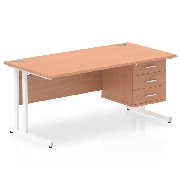 Pulse 1600mm Cantilever Straight Desk With Single Fixed Pedestal - Image 4