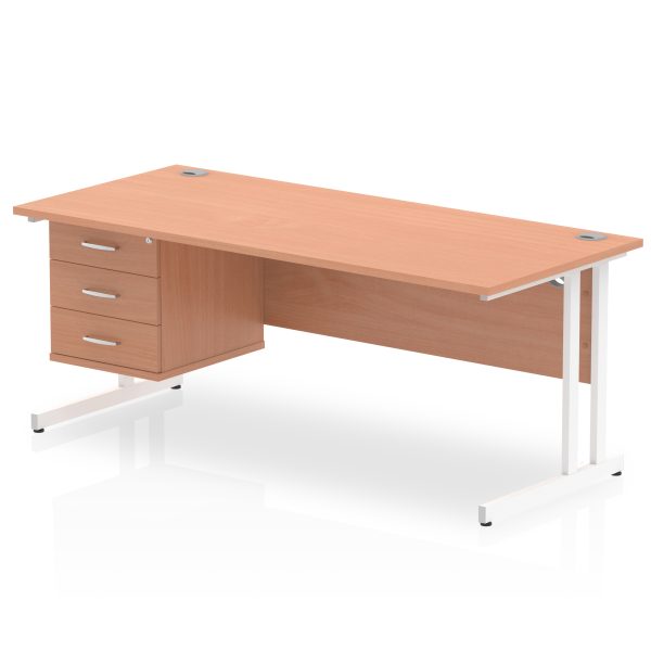 Pulse 1800mm Cantilever Straight Desk With Single Fixed Pedestal - Image 3