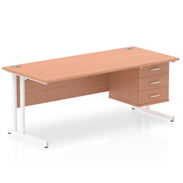 Pulse 1800mm Cantilever Straight Desk With Single Fixed Pedestal - Image 4