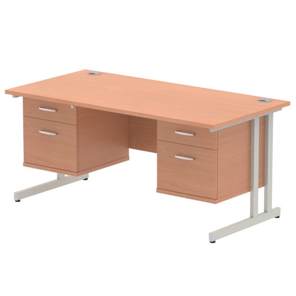 Pulse 1600mm Cantilever Straight Desk With Two Fixed Pedestal - Image 25