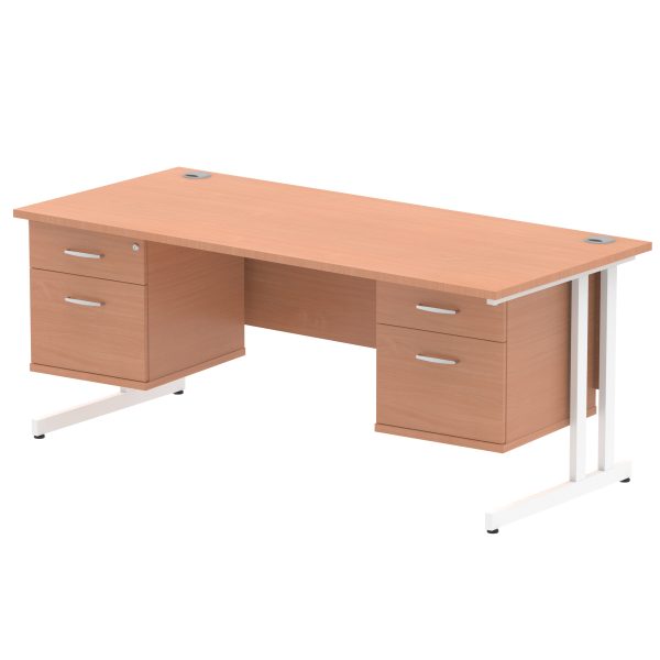 Pulse 1800mm Cantilever Straight Desk With Two Fixed Pedestal - Image 3
