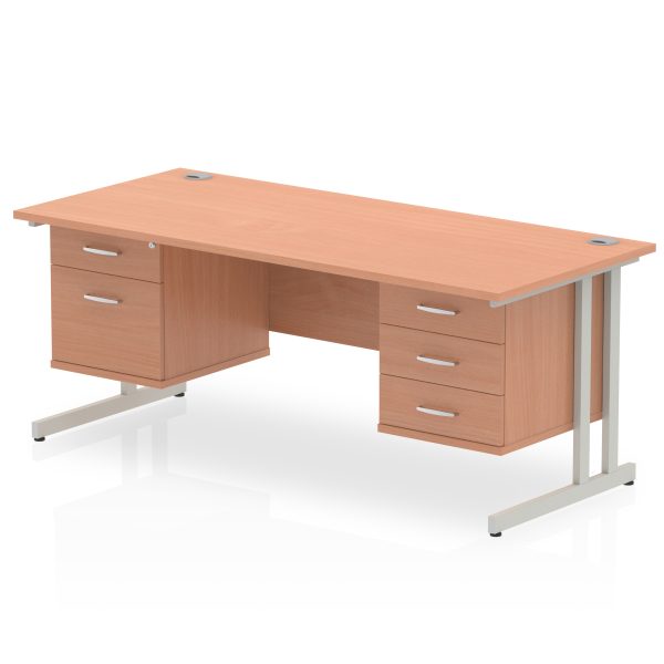 Pulse 1800mm Cantilever Straight Desk With Two Fixed Pedestal - Image 24