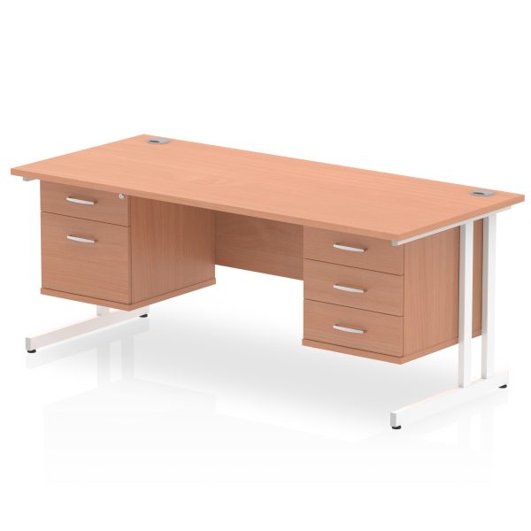 Pulse 1600mm Cantilever Straight Desk With Two Fixed Pedestal
