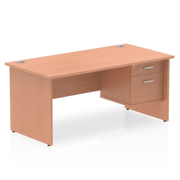 Pulse 1600mm Panel End Straight Desk With Single Fixed Pedestal - Image 2