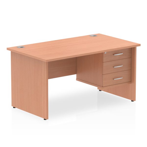 Pulse 1400mm Panel End Straight Desk With Single Fixed Pedestal - Image 4