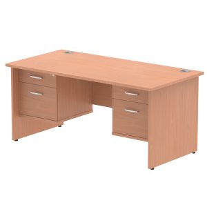 Pulse 1600mm Panel End Straight Desk With Two Fixed Pedestal