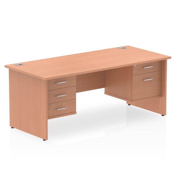 Pulse 1600mm Panel End Straight Desk With Two Fixed Pedestal - Image 3