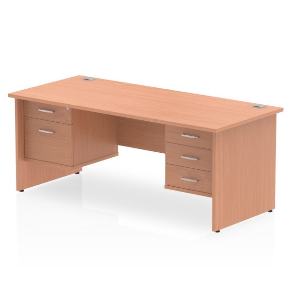 Pulse 1800mm Panel End Straight Desk With Two Fixed Pedestal - Image 3