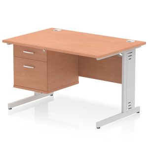 Pulse 1200mm Cable Managed Straight Desk With Single Fixed Pedestal