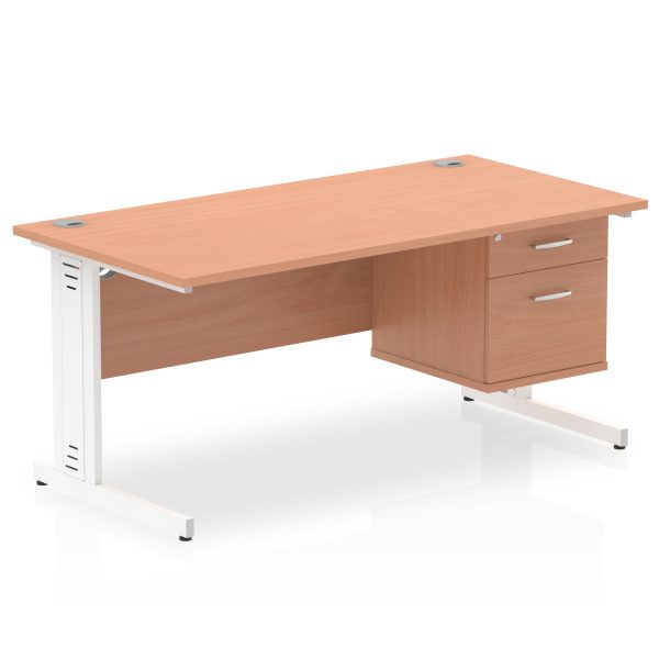 Pulse 1600mm Cable Managed Straight Desk With Single Fixed Pedestal - Image 6