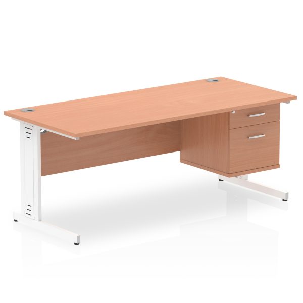 Pulse 1800mm Cable Managed Straight Desk With Single Fixed Pedestal - Image 4
