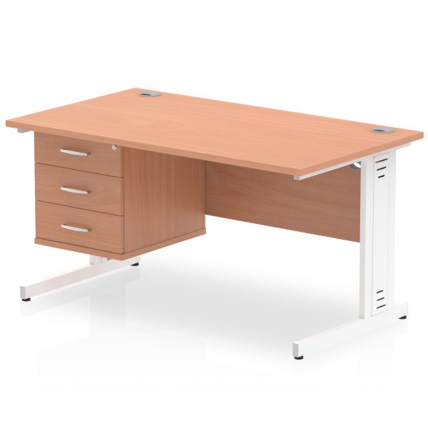 Pulse 1400mm Cable Managed Straight Desk With Single Fixed Pedestal - Image 4