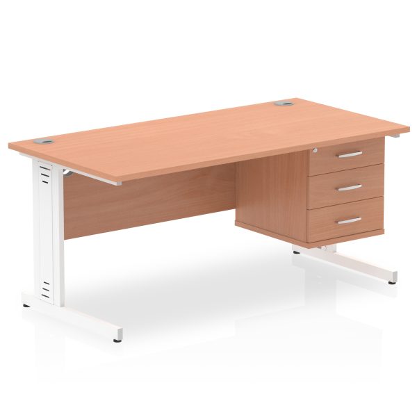 Pulse 1600mm Cable Managed Straight Desk With Single Fixed Pedestal - Image 8