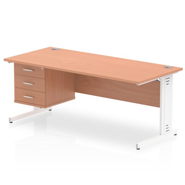 Pulse 1800mm Cable Managed Straight Desk With Single Fixed Pedestal - Image 7