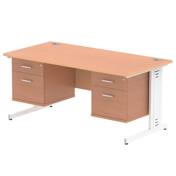 Pulse 1600mm Cable Managed Straight Desk With Two Fixed Pedestal - Image 7