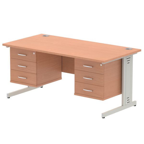 Pulse 1600mm Cable Managed Straight Desk With Two Fixed Pedestal - Image 4