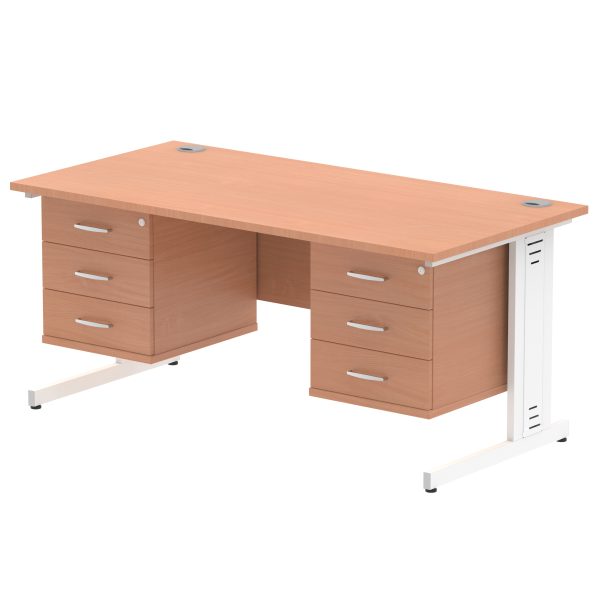 Pulse 1600mm Cable Managed Straight Desk With Two Fixed Pedestal - Image 8