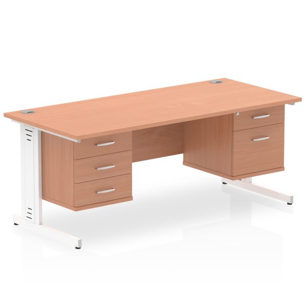 Pulse 1600mm Cable Managed Straight Desk With Two Fixed Pedestal - Image 6