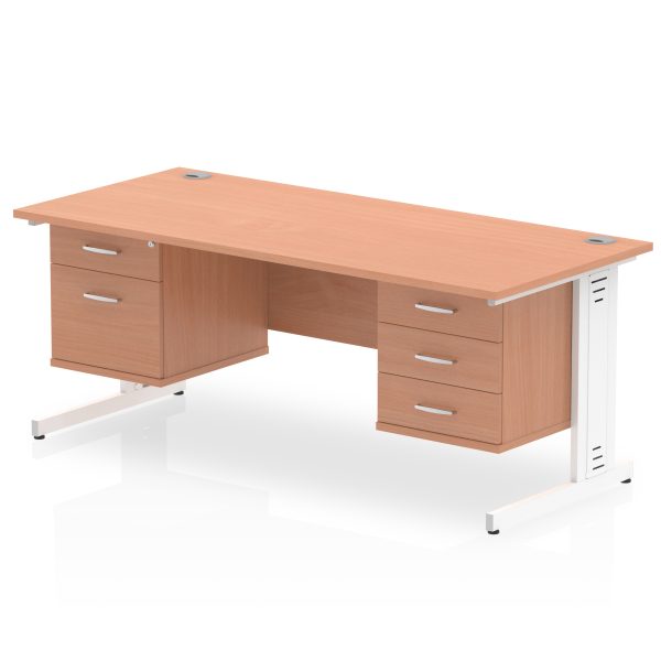 Pulse 1800mm Cable Managed Straight Desk With Two Fixed Pedestal - Image 3