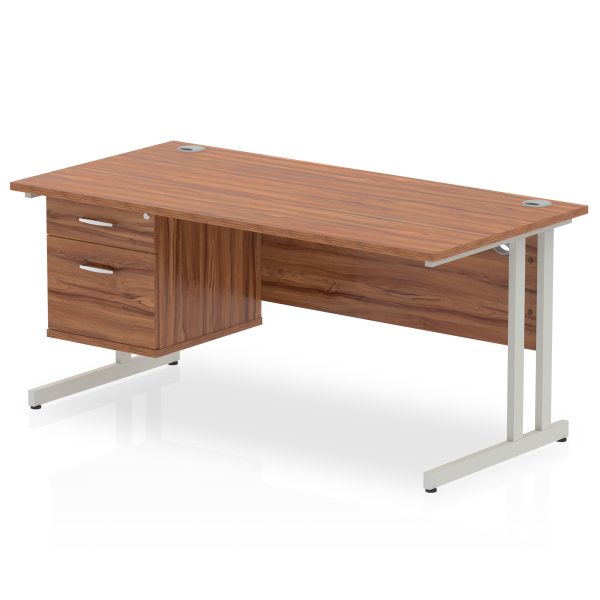 Pulse 1600mm Cantilever Straight Desk With Single Fixed Pedestal - Image 37