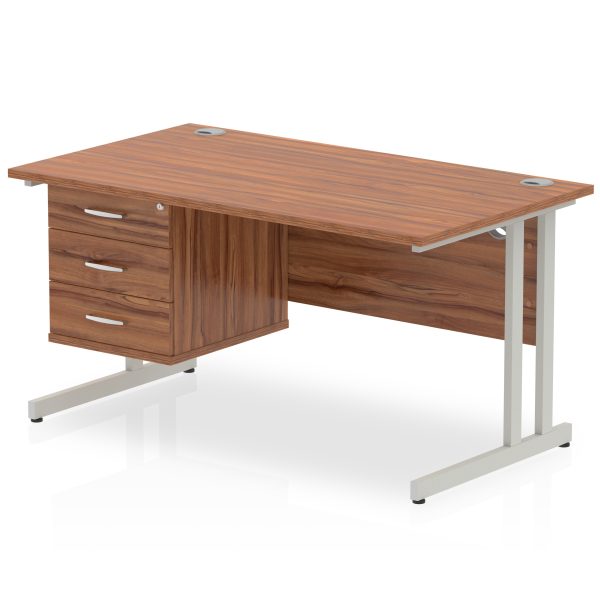Pulse 1400mm Cantilever Straight Desk With Single Fixed Pedestal - Image 22