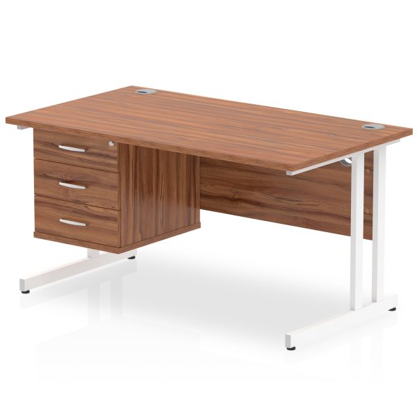 Pulse 1400mm Cantilever Straight Desk With Single Fixed Pedestal - Image 10
