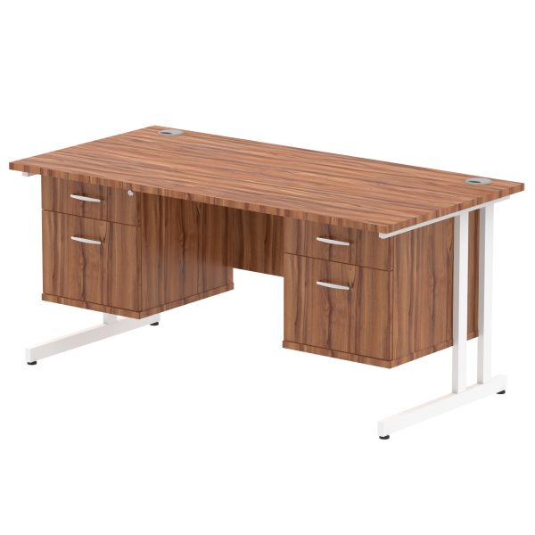 Pulse 1600mm Cantilever Straight Desk With Two Fixed Pedestal - Image 17