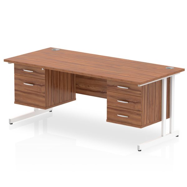 Pulse 1600mm Cantilever Straight Desk With Two Fixed Pedestal - Image 15
