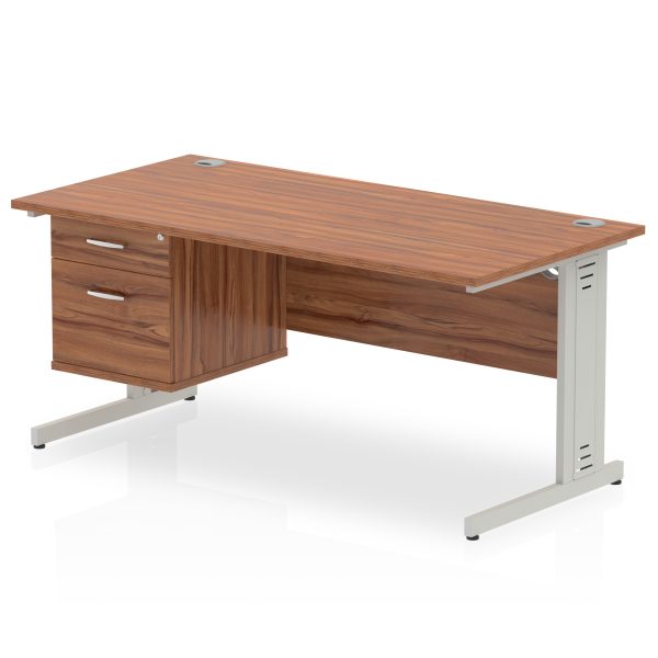 Pulse 1600mm Cable Managed Straight Desk With Single Fixed Pedestal - Image 29
