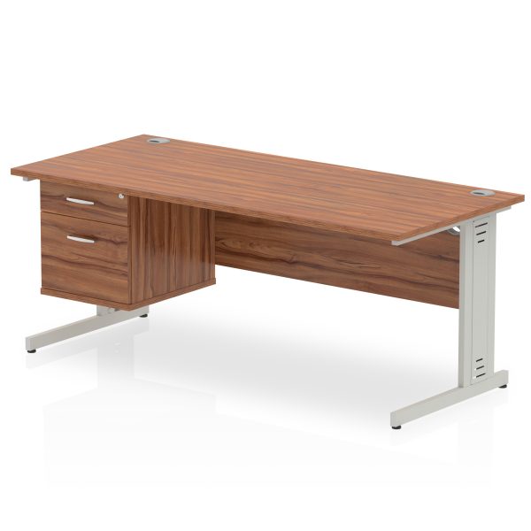 Pulse 1800mm Cable Managed Straight Desk With Single Fixed Pedestal - Image 29