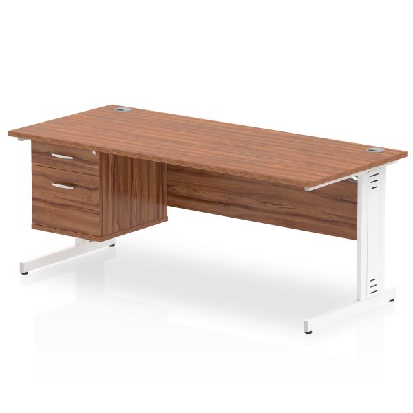 Pulse 1800mm Cable Managed Straight Desk With Single Fixed Pedestal - Image 31
