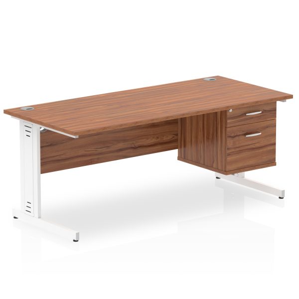 Pulse 1800mm Cable Managed Straight Desk With Single Fixed Pedestal - Image 32