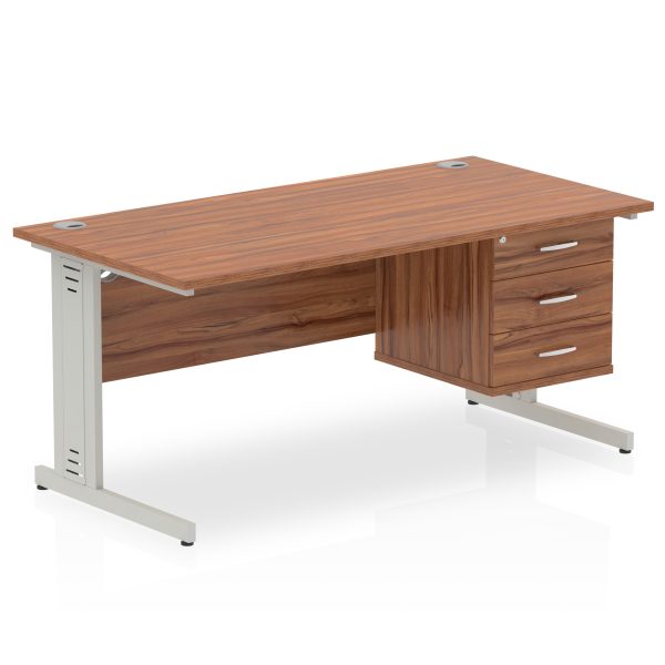 Pulse 1600mm Cable Managed Straight Desk With Single Fixed Pedestal - Image 32