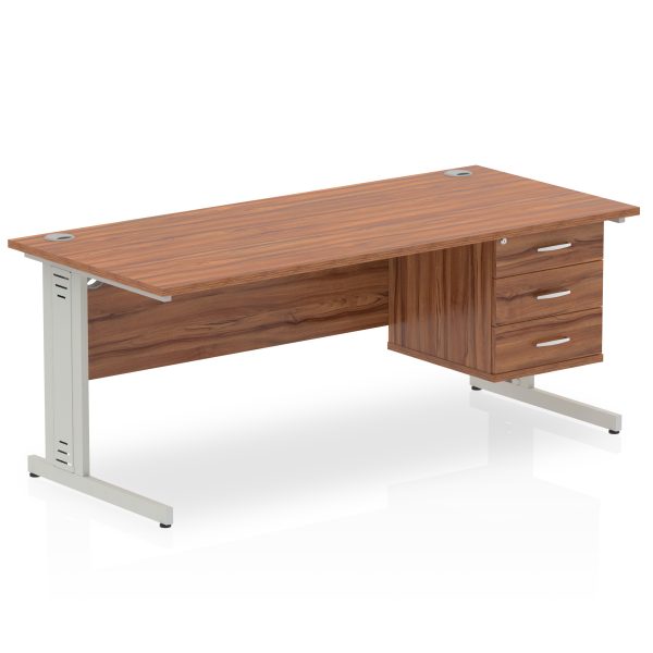 Pulse 1800mm Cable Managed Straight Desk With Single Fixed Pedestal - Image 34