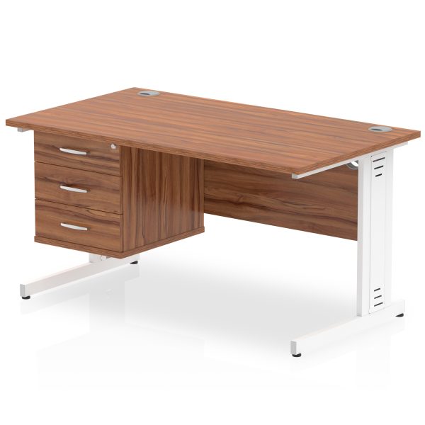 Pulse 1400mm Cable Managed Straight Desk With Single Fixed Pedestal - Image 20