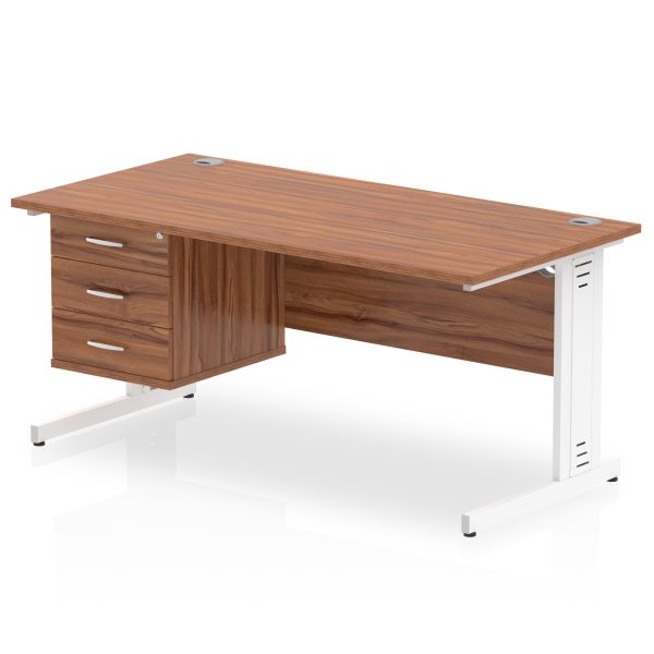Pulse 1600mm Cable Managed Straight Desk With Single Fixed Pedestal - Image 35