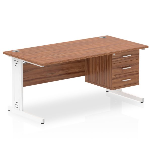 Pulse 1600mm Cable Managed Straight Desk With Single Fixed Pedestal - Image 36