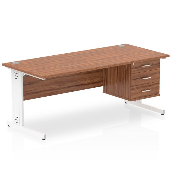 Pulse 1800mm Cable Managed Straight Desk With Single Fixed Pedestal - Image 36