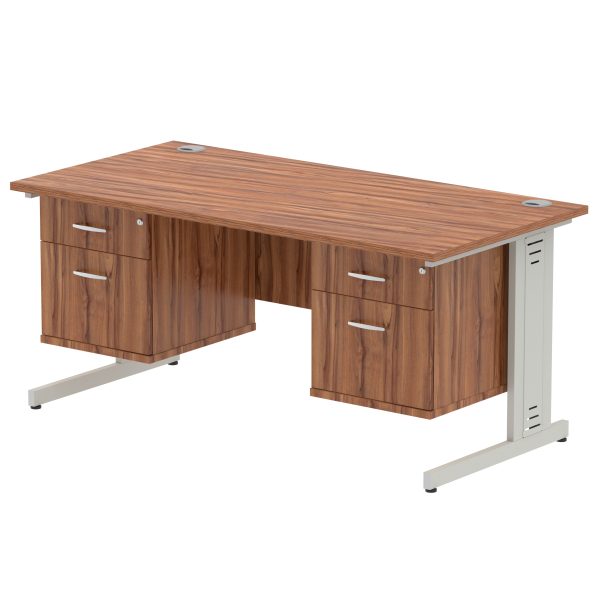 Pulse 1600mm Cable Managed Straight Desk With Two Fixed Pedestal - Image 33