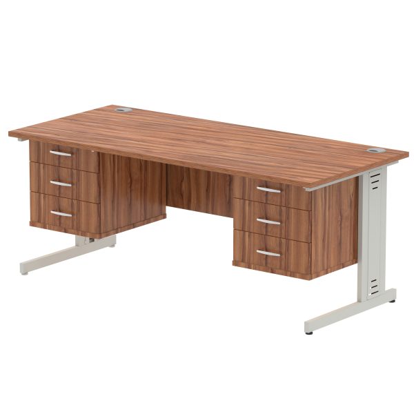 Pulse 1800mm Cable Managed Straight Desk With Two Fixed Pedestal - Image 37
