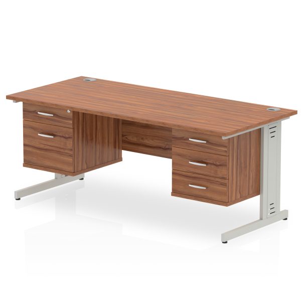 Pulse 1600mm Cable Managed Straight Desk With Two Fixed Pedestal - Image 31