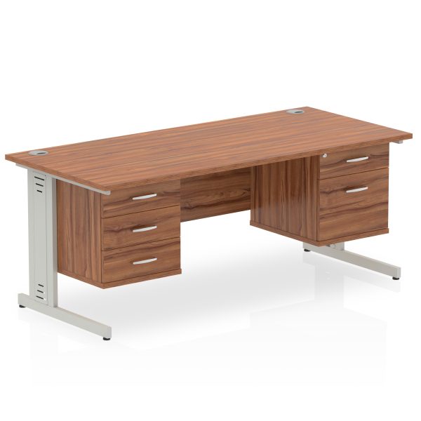 Pulse 1600mm Cable Managed Straight Desk With Two Fixed Pedestal - Image 32