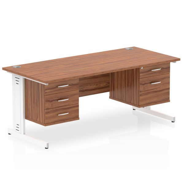 Pulse 1600mm Cable Managed Straight Desk With Two Fixed Pedestal - Image 36