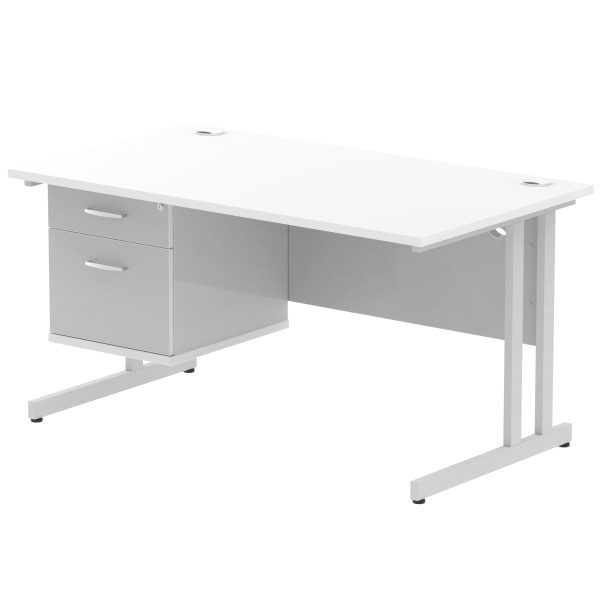 Pulse 1400mm Cantilever Straight Desk With Single Fixed Pedestal - Image 23