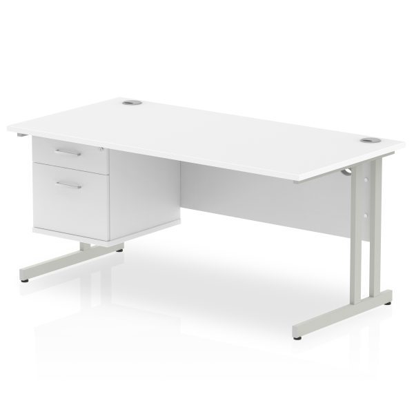 Pulse 1600mm Cantilever Straight Desk With Single Fixed Pedestal - Image 41