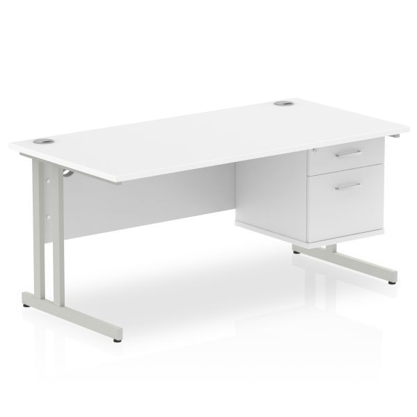 Pulse 1600mm Cantilever Straight Desk With Single Fixed Pedestal - Image 42