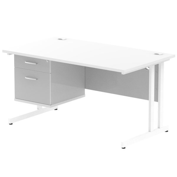 Pulse 1400mm Cantilever Straight Desk With Single Fixed Pedestal - Image 11