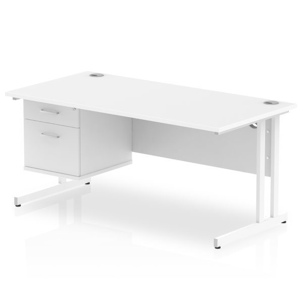Pulse 1600mm Cantilever Straight Desk With Single Fixed Pedestal - Image 19