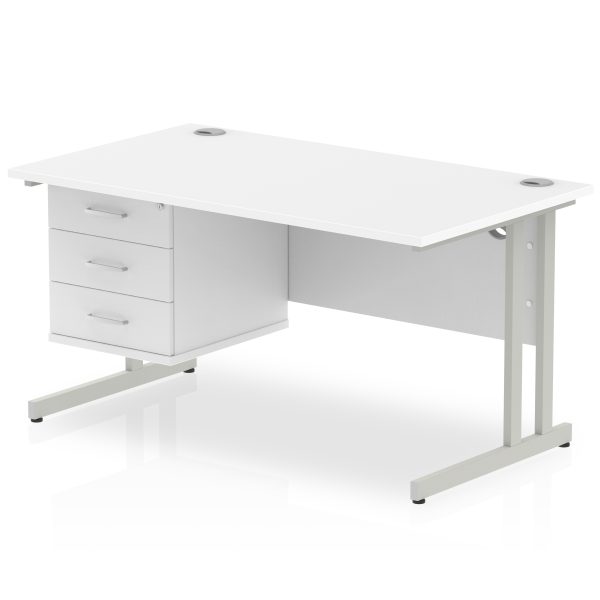 Pulse 1400mm Cantilever Straight Desk With Single Fixed Pedestal - Image 24